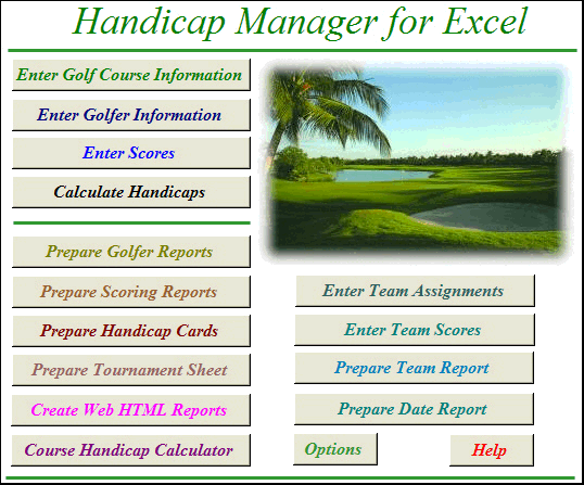 Handicap Manager for Excel Screenshot